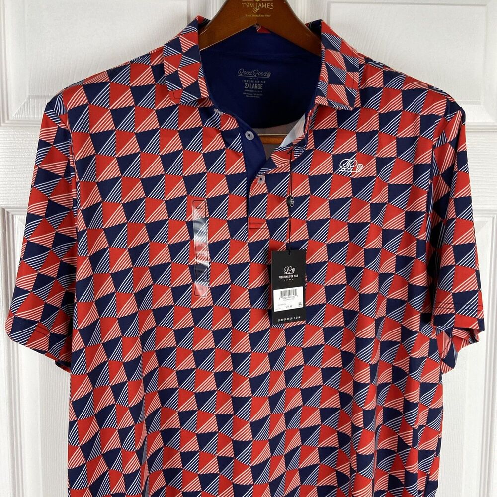 Good Good Golf Men's Size XXL Check Me Out Performance Polo Shirt Casual NEW